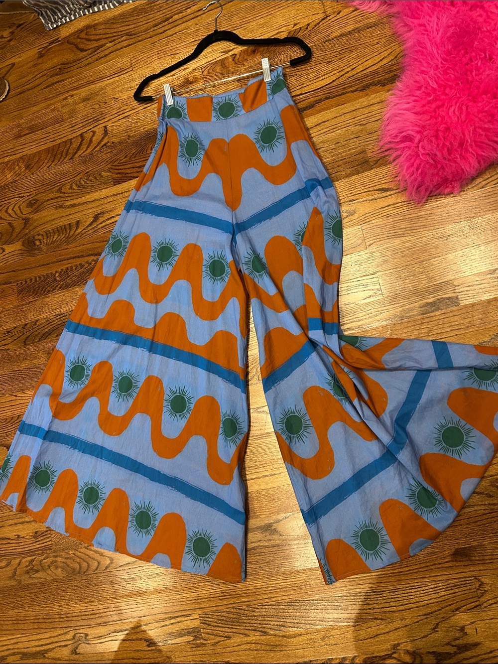De Loreta Mega Wide Leg indigenous, print, cotton lightweight pants